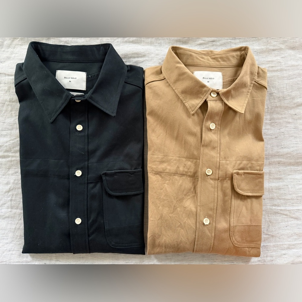 Billy Reid Miller Shirts Selvedge Cotton - Lot of 2 - Men’s Sz M - Black & Tan